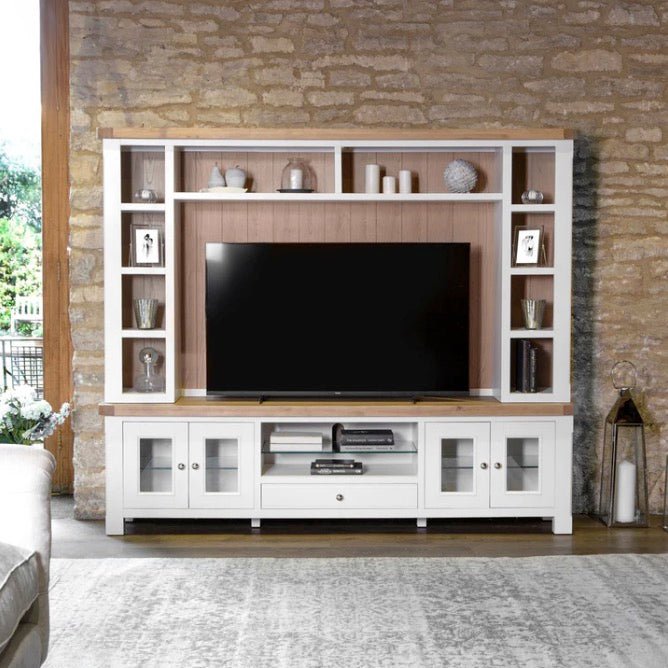 Clanfield White Extra Large TV Unit Top1 - Duck Barn Interiors