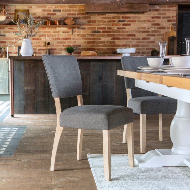 Clanfield White Fabric Dining Chair - Grey1 - Duck Barn Interiors