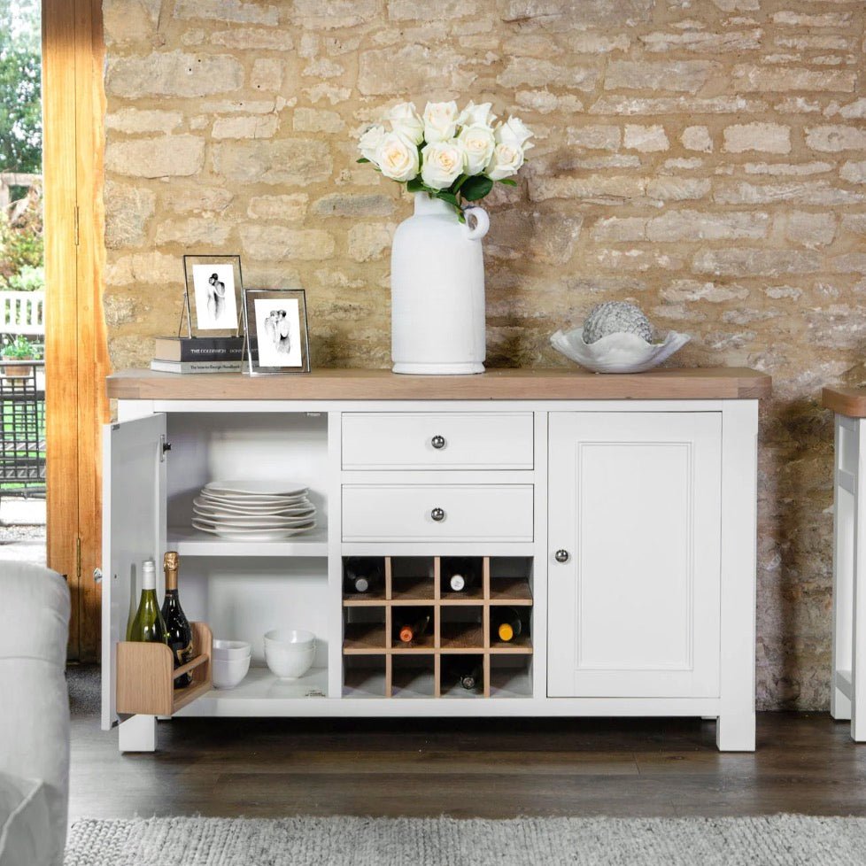 White kitchen sideboard with wine rack sale