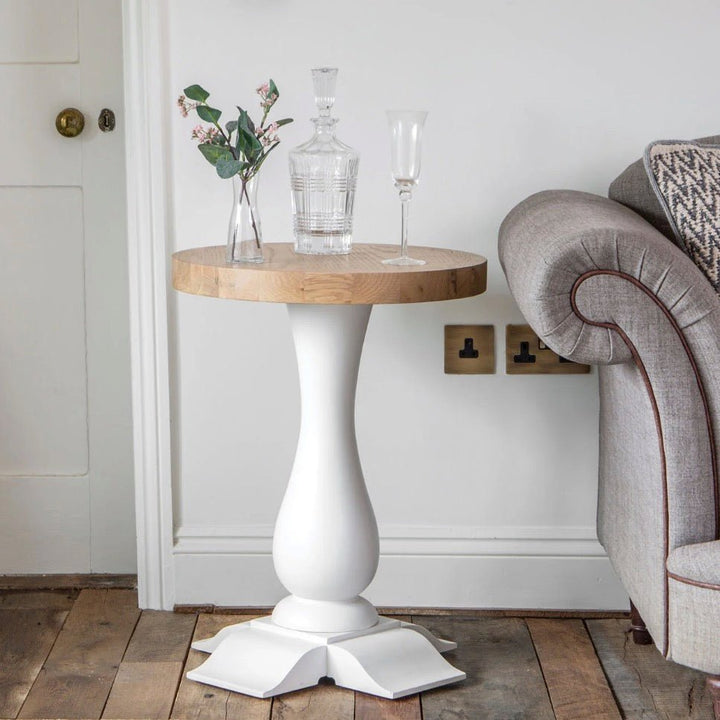 Clanfield White Round Wine Table1 - Duck Barn Interiors