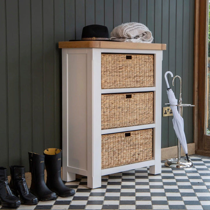 Clanfield White Shoe Storage Chest1 - Duck Barn Interiors