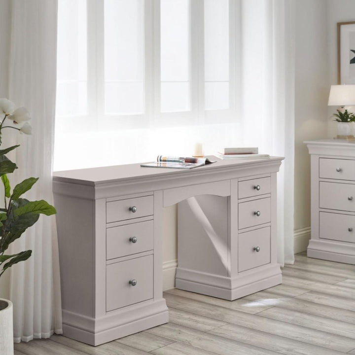 Clermont Light Grey Dressing Table1 - Duck Barn Interiors