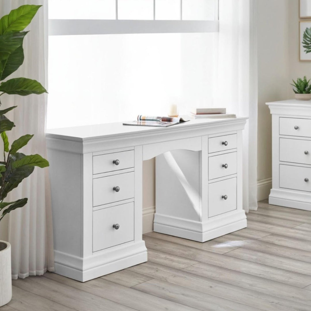 Clermont White Dressing Table2 - Duck Barn Interiors