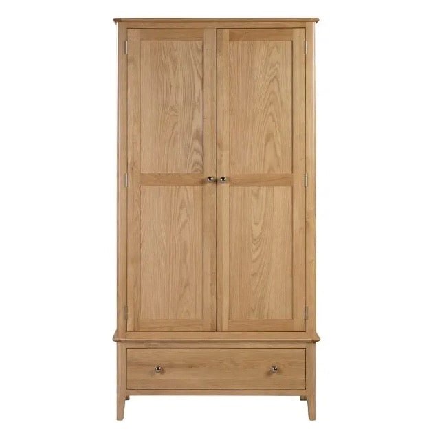 Cotswold Oak 2 Door 1 Drawer Wardrobe4 - Duck Barn Interiors