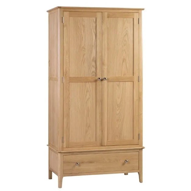 Cotswold Oak 2 Door 1 Drawer Wardrobe3 - Duck Barn Interiors