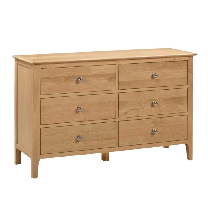 Cotswold Oak 6 Drawer Wide Chest of Drawers - Duck Barn Interiors