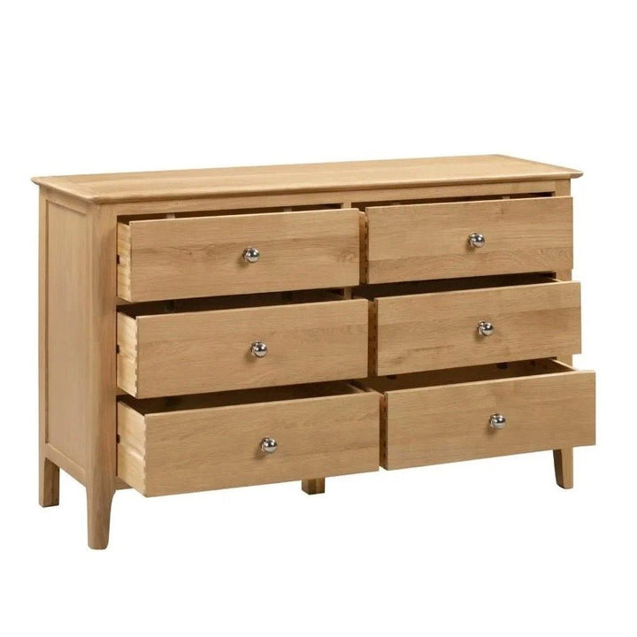 Cotswold Oak 6 Drawer Wide Chest of Drawers - Duck Barn Interiors