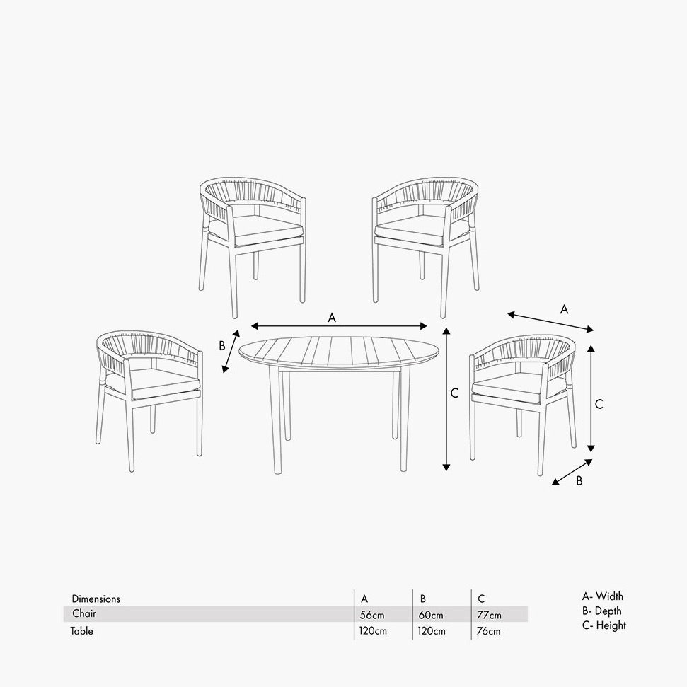 Denver Sage Green Outdoor 4 Seater Dining Set - Duck Barn Interiors