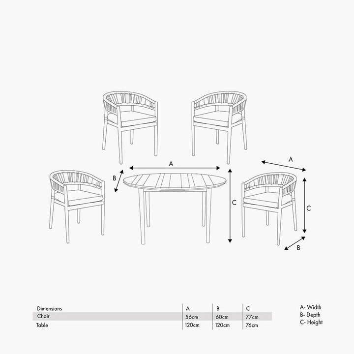 Denver Sage Green Outdoor 4 Seater Dining Set - Duck Barn Interiors