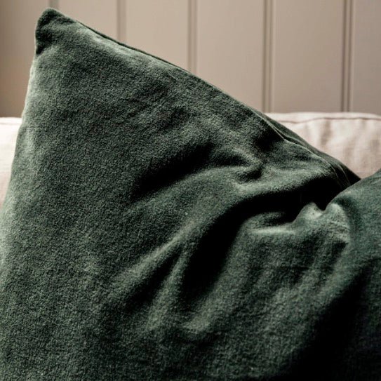 Foxcote Velvet Square Cushion - Forest Green - Duck Barn Interiors