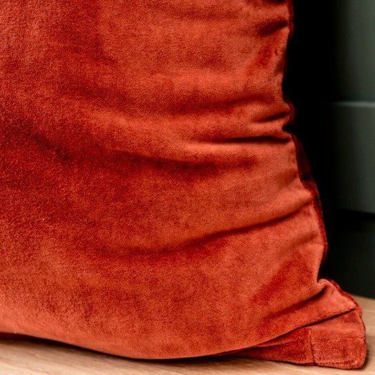 Foxcote Velvet Square Cushion - Rust - Duck Barn Interiors