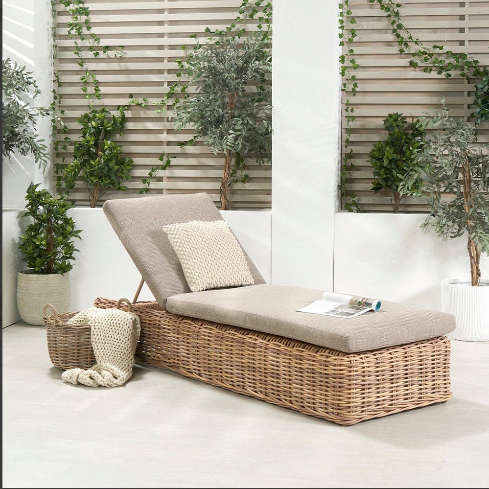 Garda Natural Antique Outdoor Sunlounger - Duck Barn Interiors