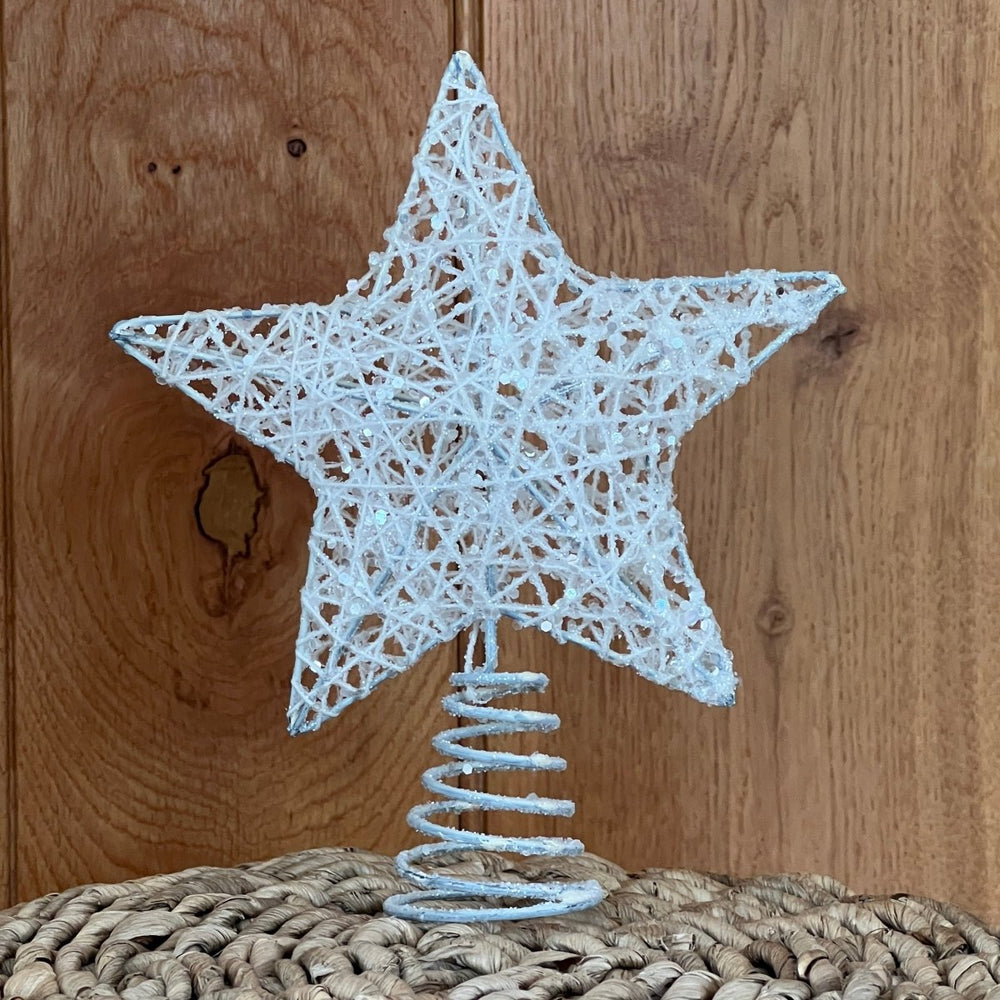 Gisela Graham Iridescent Glitter Star Tree Topper1 - Duck Barn Interiors