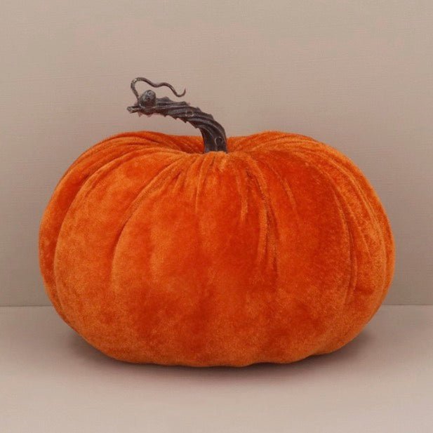 Gisela Graham Orange Flock Plush Pumpkin - Large4 - Duck Barn Interiors