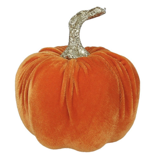 Gisela Graham Orange Flock Plush Pumpkin - Small