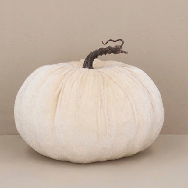 Gisela Graham White Velvet Pumpkin - Large3 - Duck Barn Interiors