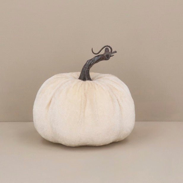 Gisela Graham White Velvet Pumpkin - Small3 - Duck Barn Interiors