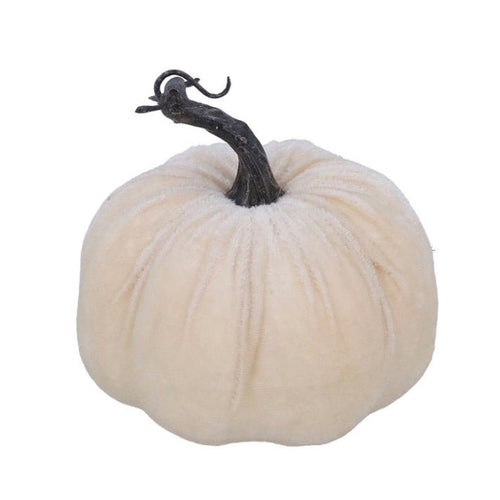 Gisela Graham White Velvet Pumpkin - Small