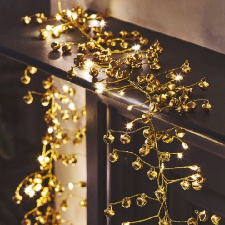 Golden Bells Twinkly Garland with Warm White LEDs - Battery Powered1 - Duck Barn Interiors