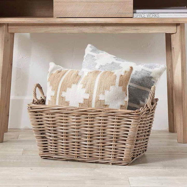 Grey Kubu Rectangular Handled Laundry Basket - Duck Barn Interiors