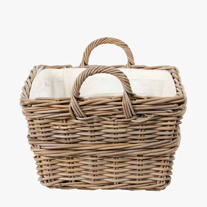 Grey Kubu Rectangular Handled Laundry Basket - Duck Barn Interiors