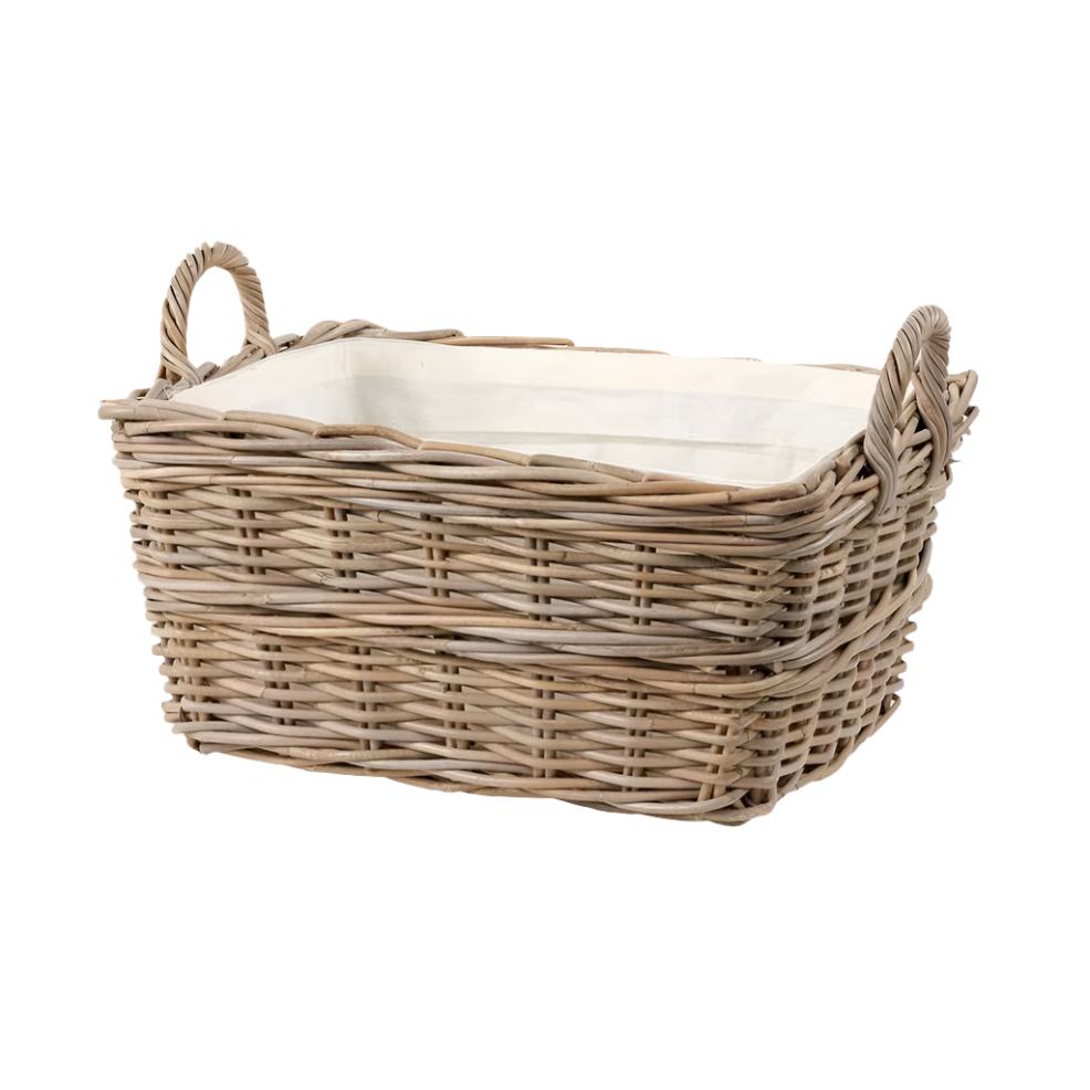 Grey Kubu Rectangular Handled Laundry Basket - Duck Barn Interiors