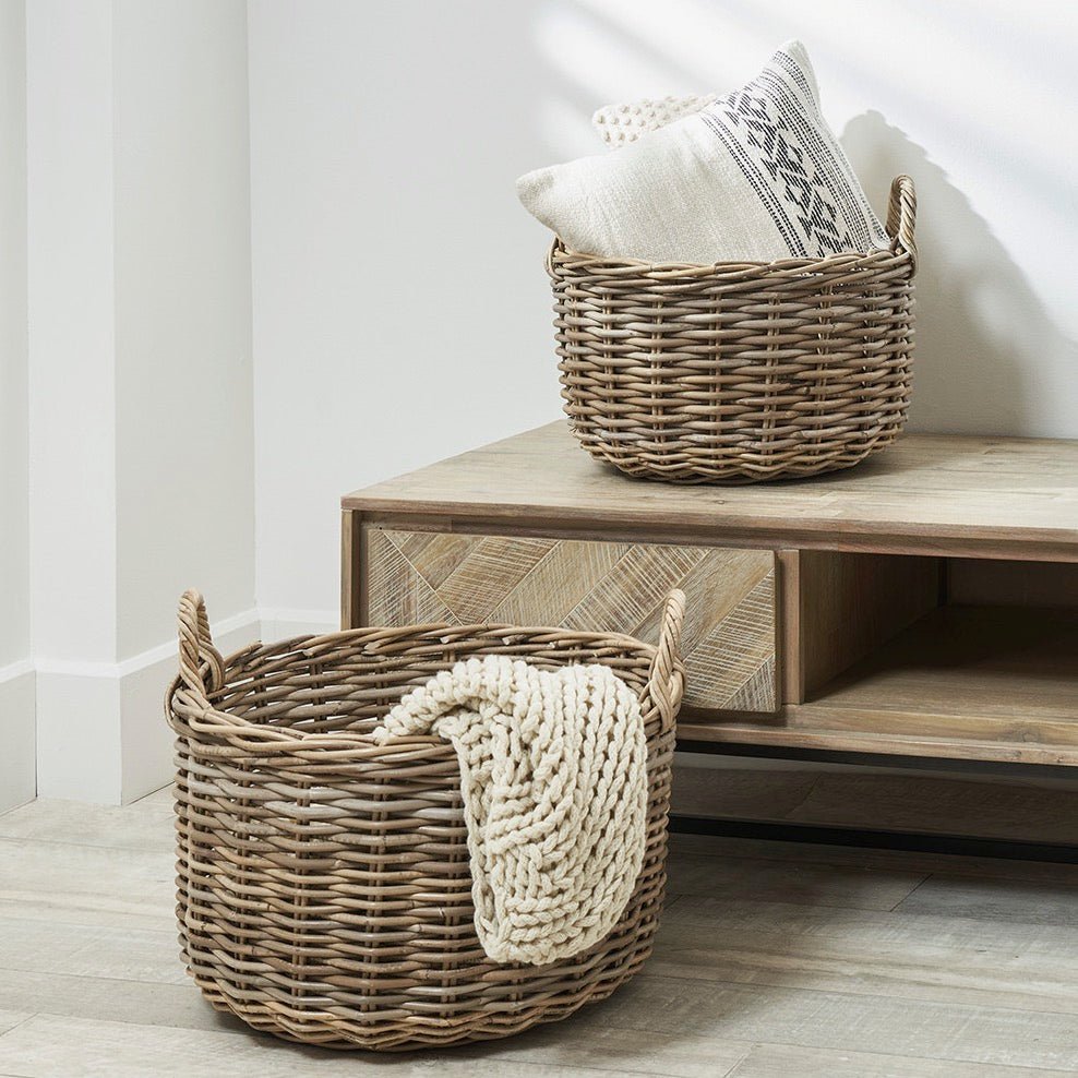 Grey Kubu Round Baskets - Set of 2 - Duck Barn Interiors