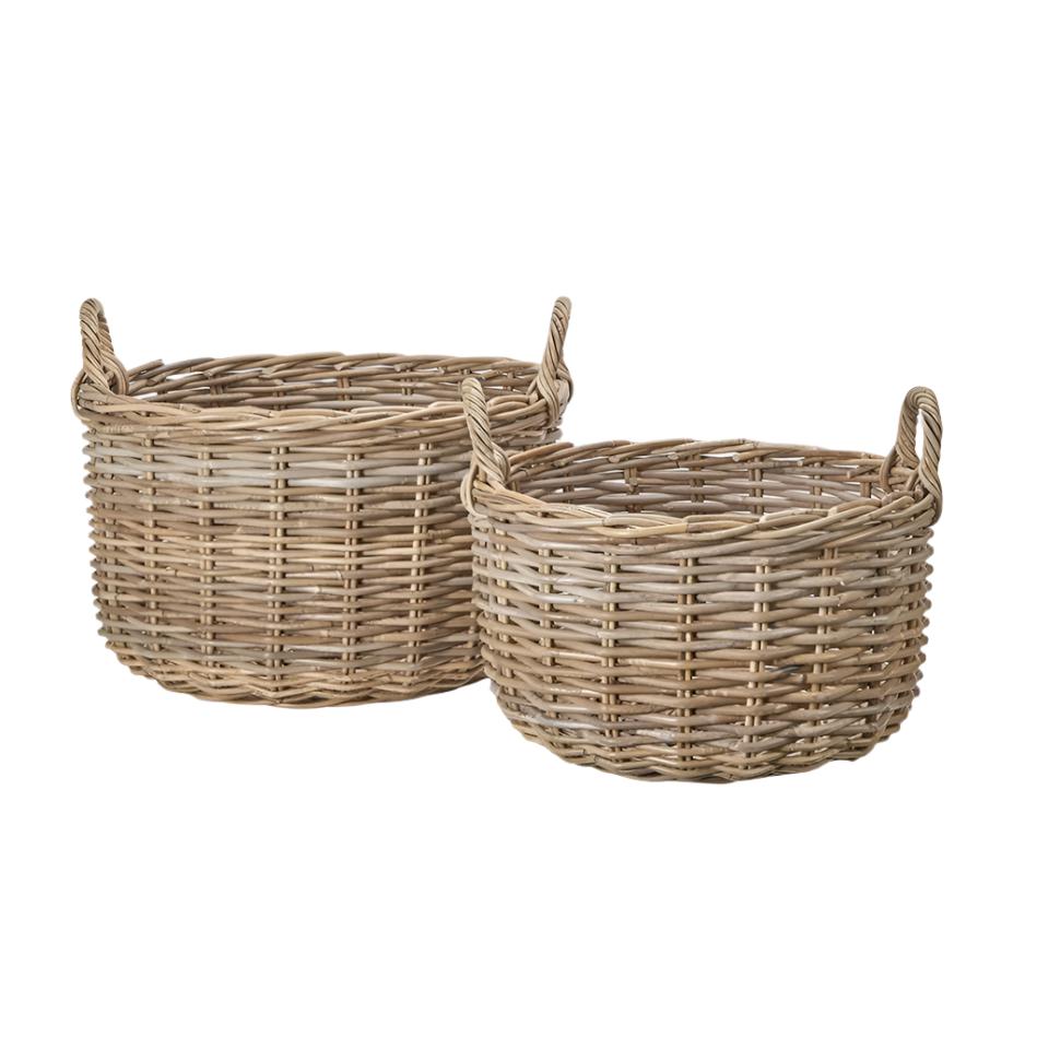 Grey Kubu Round Baskets - Set of 2 - Duck Barn Interiors