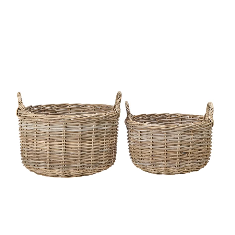 Grey Kubu Round Baskets - Set of 2 - Duck Barn Interiors