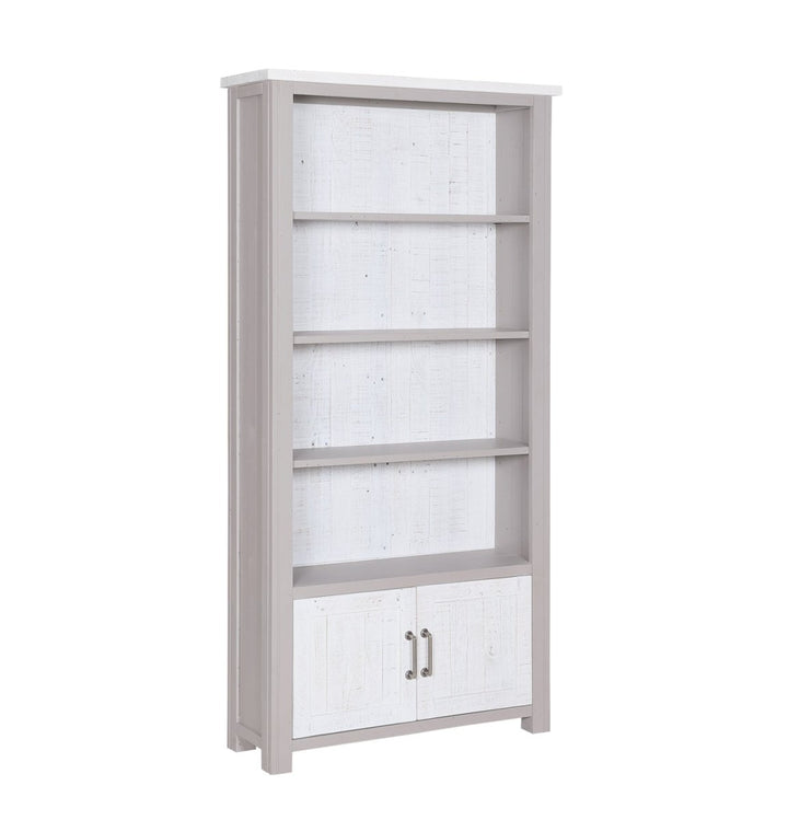 Greystone Large Open Bookcase with Cupboard3 - Duck Barn Interiors