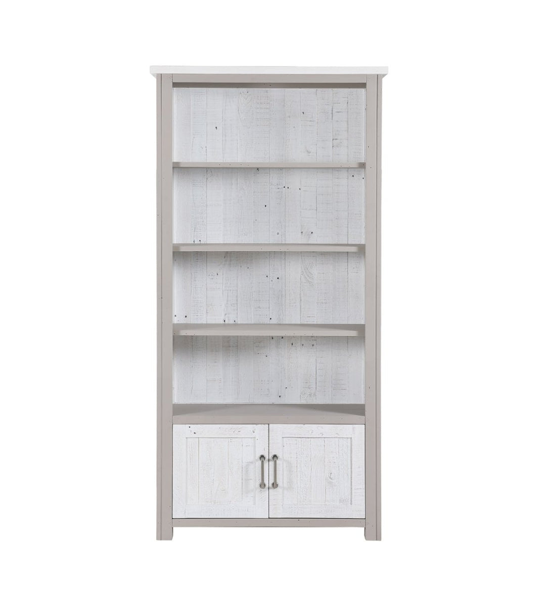 Greystone Large Open Bookcase with Cupboard2 - Duck Barn Interiors