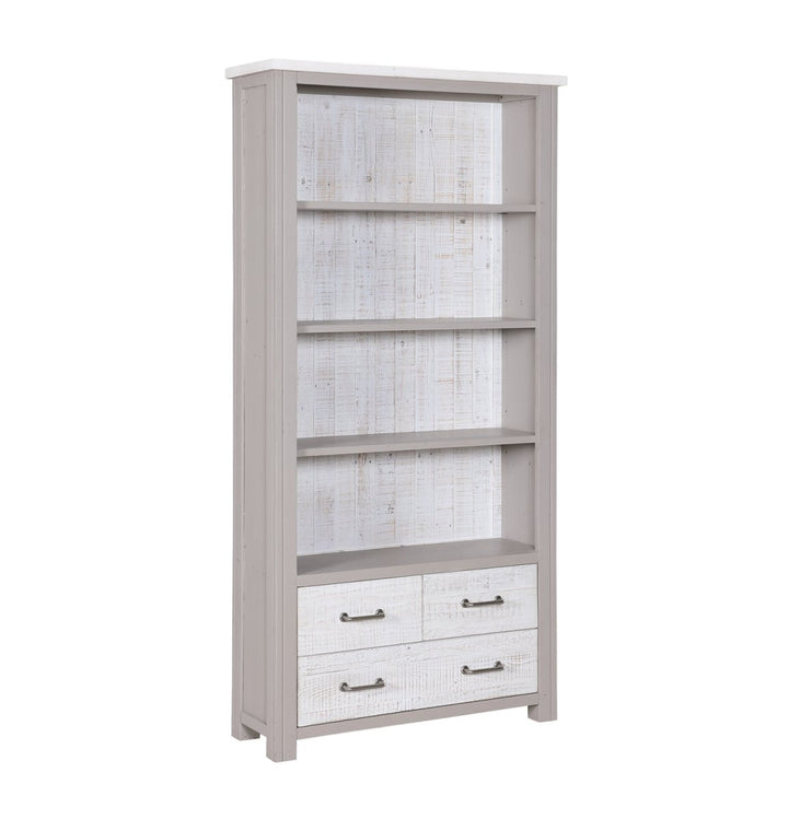 Greystone Large Open Bookcase with Drawers3 - Duck Barn Interiors