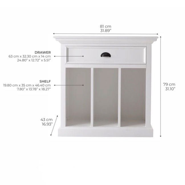 Halifax Grand White Painted Bedside Table with Dividers5 - Duck Barn Interiors