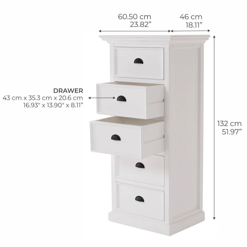 Halifax Grand White Painted Tallboy with 5 Drawers8 - Duck Barn Interiors