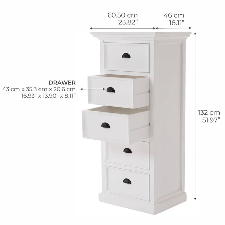 Halifax Grand White Painted Tallboy with 5 Drawers8 - Duck Barn Interiors