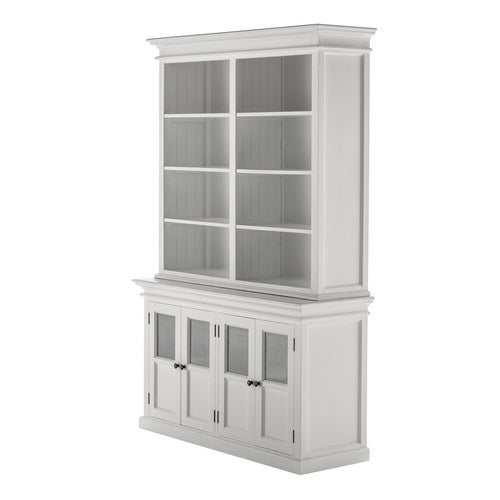 Halifax White Painted Bookcase & Glass Door Cupboards2 - Duck Barn Interiors