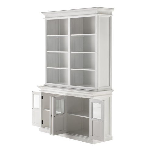 Halifax White Painted Bookcase & Glass Door Cupboards4 - Duck Barn Interiors