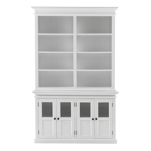 Halifax White Painted Bookcase & Glass Door Cupboards1 - Duck Barn Interiors