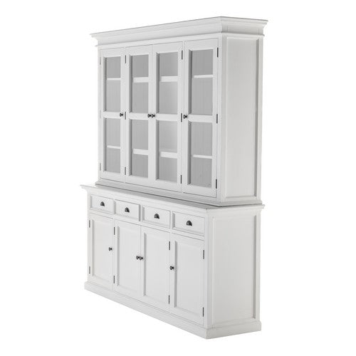 Halifax White Painted Hutch Display Unit with Glass Doors2 - Duck Barn Interiors