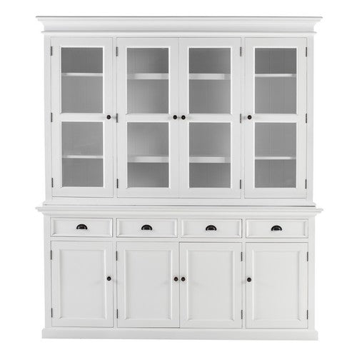 Halifax White Painted Hutch Display Unit with Glass Doors1 - Duck Barn Interiors