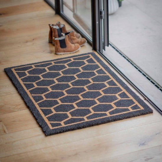 Hexagon Pattern Doormat - Charcoal (2 sizes)2 - Duck Barn Interiors