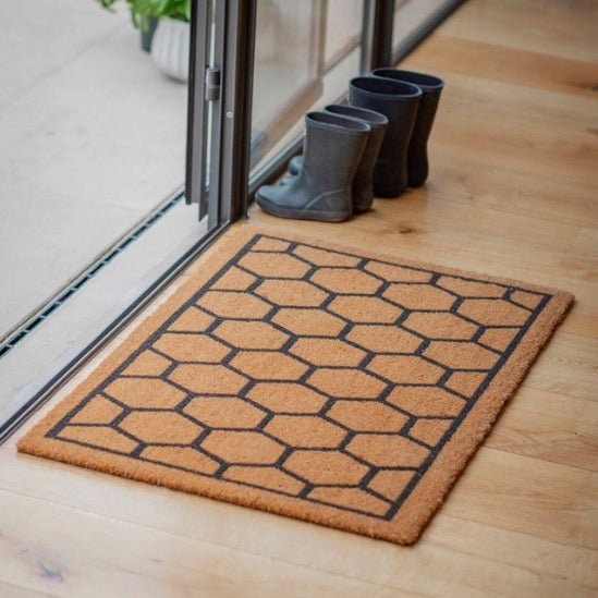 Hexagon Pattern Doormat - Natural (2 sizes)2 - Duck Barn Interiors