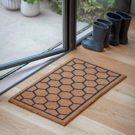 Hexagon Pattern Doormat - Natural (2 sizes)1 - Duck Barn Interiors