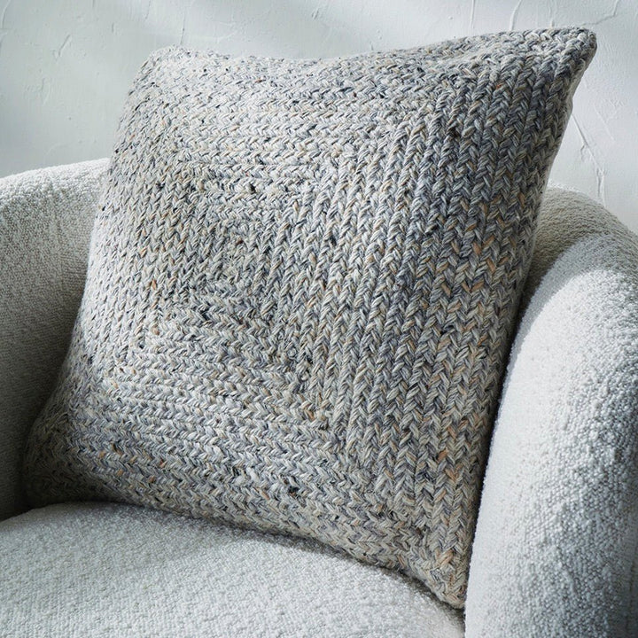 Indoor Outdoor Warm Grey Tweed Design Scatter Cushion - Duck Barn Interiors