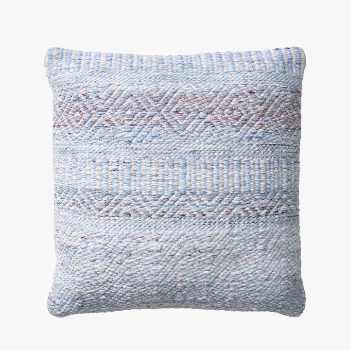 Indoor/Outdoor Aqua Blue and White Inca Design Cushion - Duck Barn Interiors