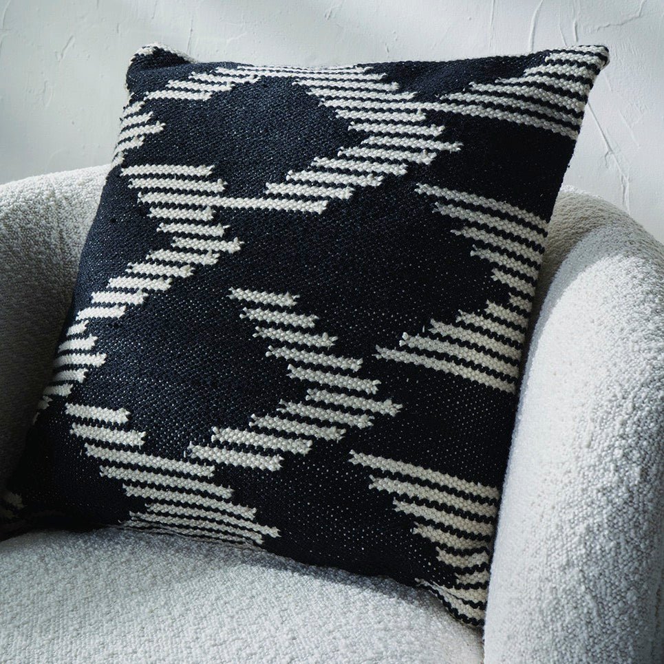 Indoor/Outdoor Black and White Chevron Design Cushion - Duck Barn Interiors