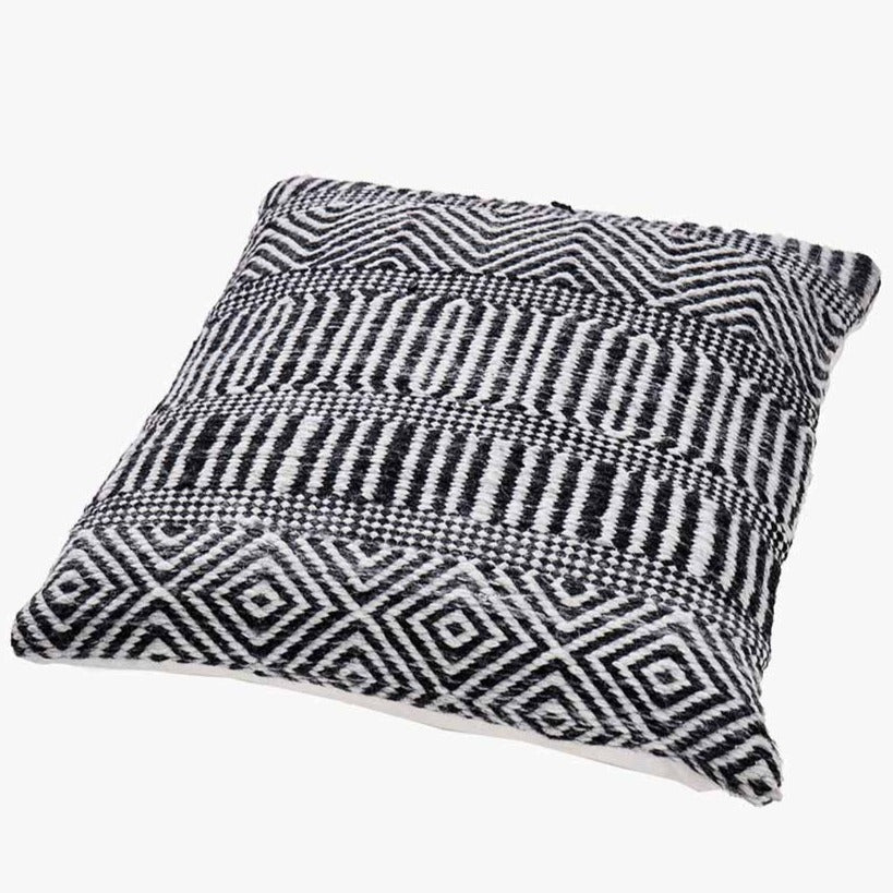 Indoor/Outdoor Black and White Inca Design Cushion - Duck Barn Interiors