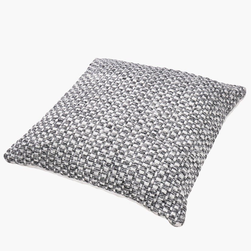 Indoor/Outdoor Graphite and White Basket Weave Design Cushion - Duck Barn Interiors