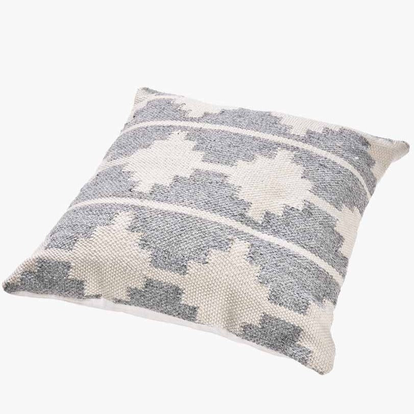 Indoor/Outdoor Grey and White Moroccan Design Cushion - Duck Barn Interiors