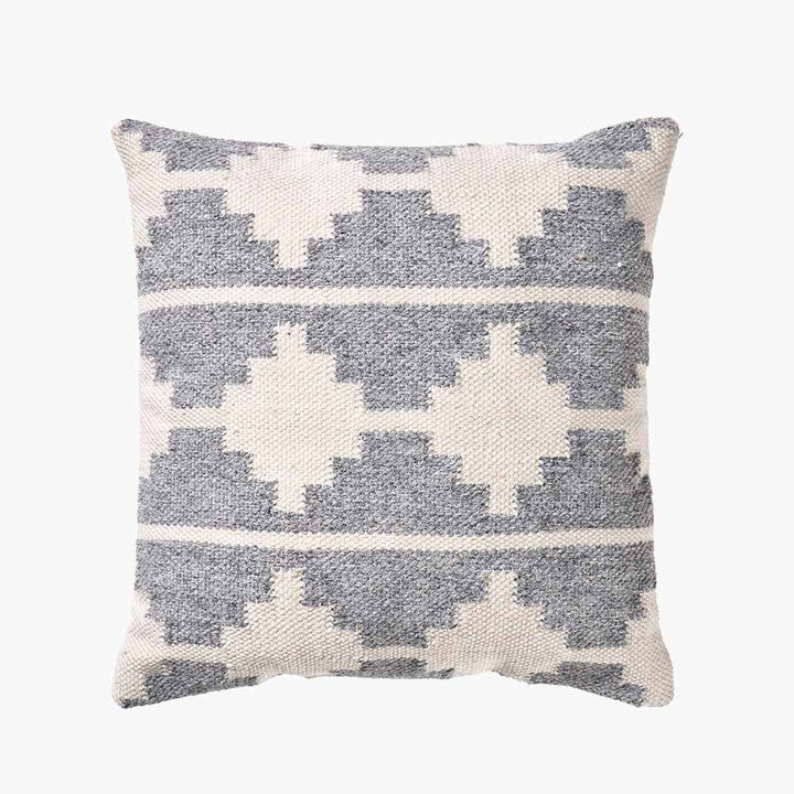 Indoor/Outdoor Grey and White Moroccan Design Cushion - Duck Barn Interiors